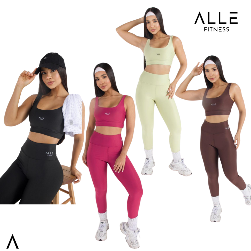 Conjunto Fitness Feminino Top de alta Sustentação e Calça Legging Cós Alto Zero Transparência  Alta Compressão Academia
