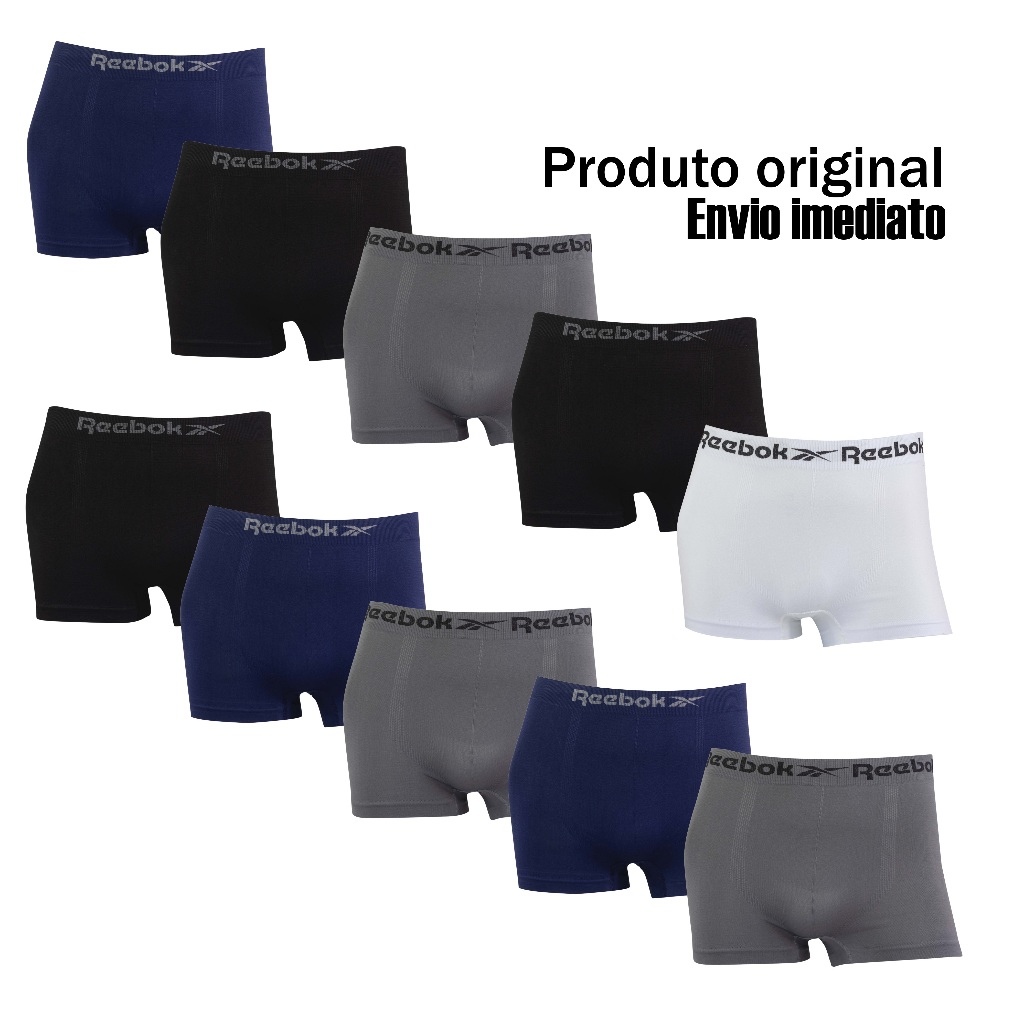 Kit 5 ou 10 cuecas boxer marca Reebok Microfibra Originais