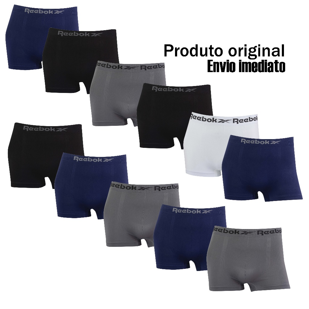 Kit 6 ou 11 cuecas boxer marca Reebok Microfibra Originais