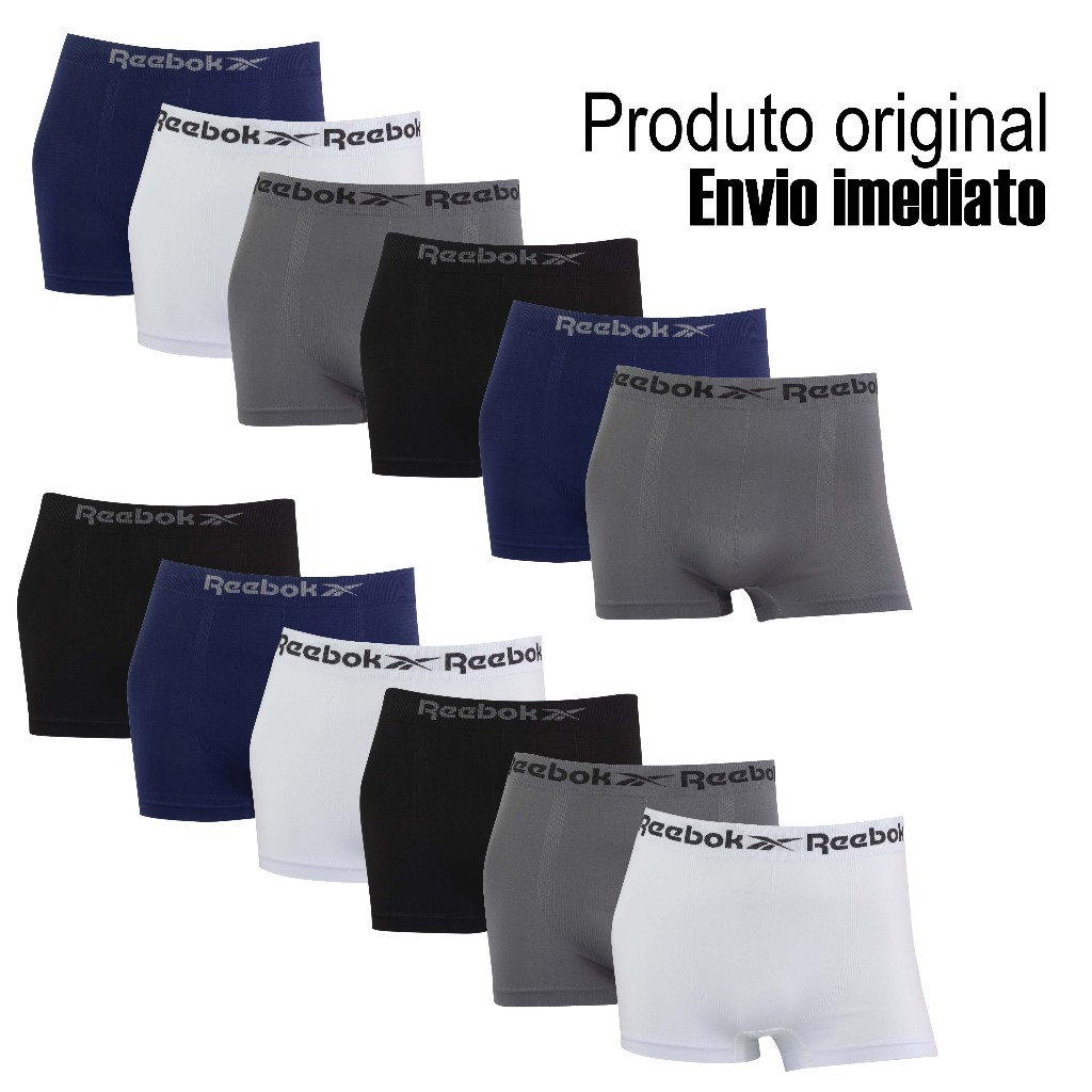 Kit 6 ou 12 cuecas boxer marca Reebok Microfibra Originais