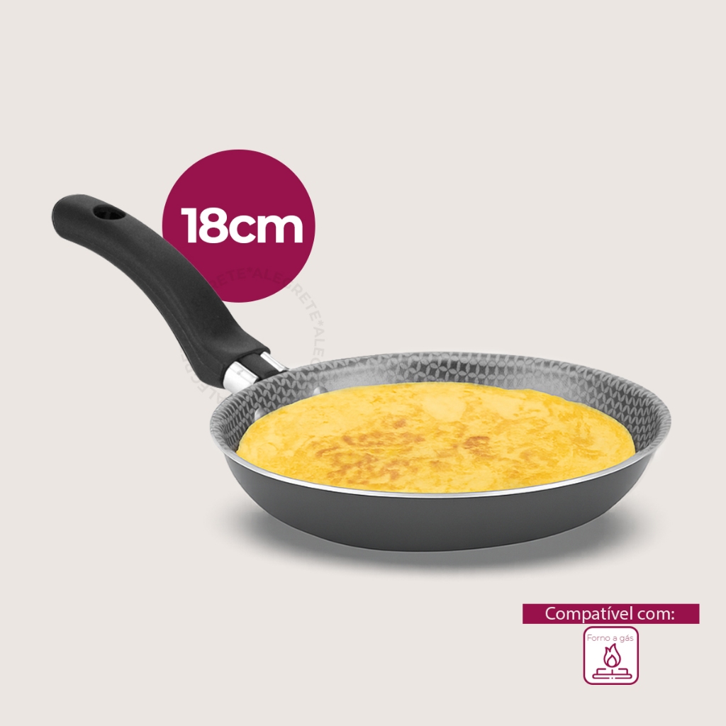 Frigideira Francesa Alegrete Enjoy Antiaderente Cinza Grafite Omeleteira 18cm A 20cm