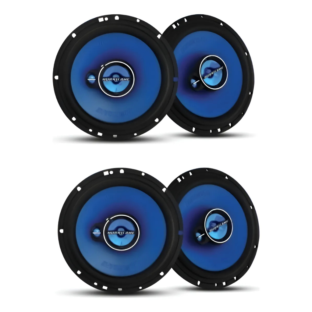 Kit 4 Alto Falante Hurricane 6 Polegadas 200wrms Fiat Siena Azul-turquesa