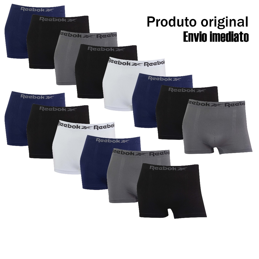 Kit 7 ou 14 cuecas boxer marca Reebok Microfibra Originais