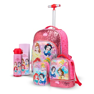 Kit Escolar Princesas Clássicas Mochila Rodinha Lancheira Térmica Estojo Duplo Garrafa 480ml Disney em Oferta na Shopee
