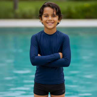 Kit Camisa Térmica Manga Longa Sunga Boxer Infantil e Juvenil 2 a 14 Anos Natação Praia Piscina Uv50 em Oferta na Shopee