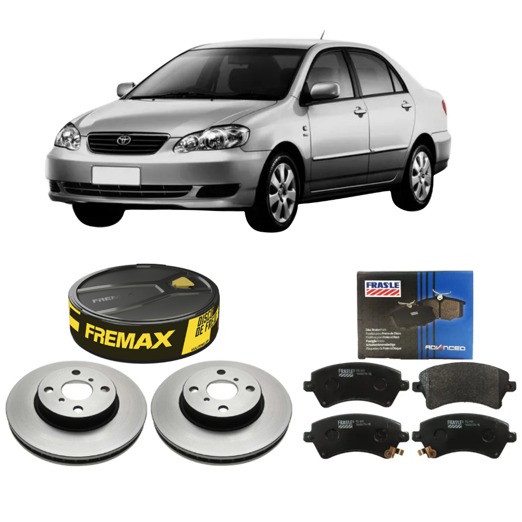 DISCO DE FREIO FREMAX + PASTILHA FRASLE DIANT COROLLA 2003 A 2008