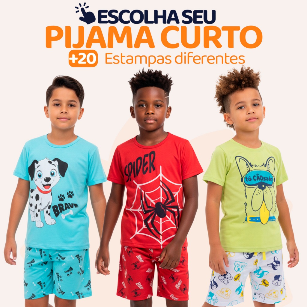 Pijama Curto Menino Infantil Confortavel com Estampas Divertidas Pijama Verão Infantil para Menino do 1 ao 10 l05 em Oferta na Shopee