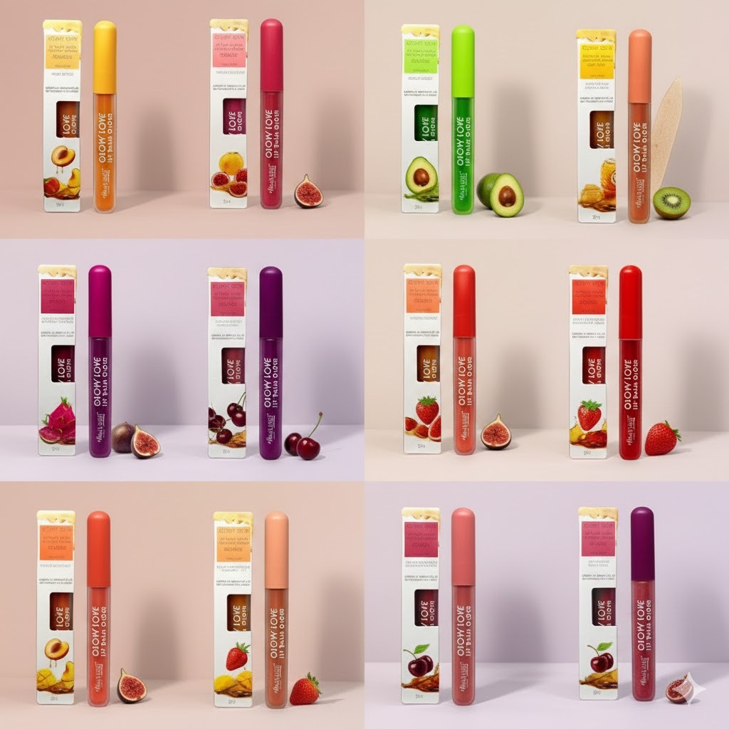 Gloss Hidratante com Mel de Abelha – Max Love Glow Love Lip Balm Morango Melancia Cereja 12 Aromas