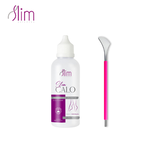 01 Espátula  Slim para Calosidade aço inoxidável com  Silicone + Amolecedor de calo