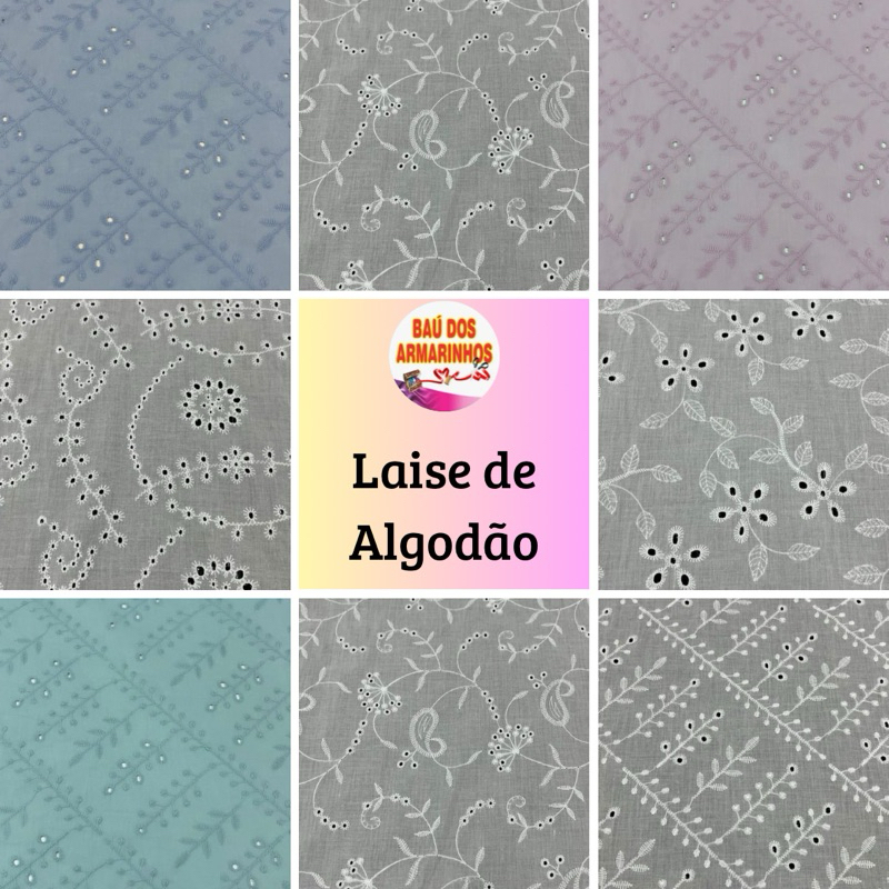 Laise Búzios 1,27m larg – 1m | 2m | 3m - 100% Algodão - Bordado Delicado e Toque Macio