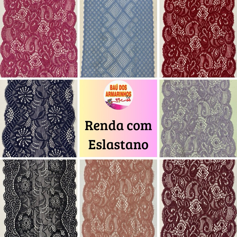 5 Metros - Renda para Lingerie 18cm larg – 90% Poliamida e 10% Elastano – Elasticidade e Conforto