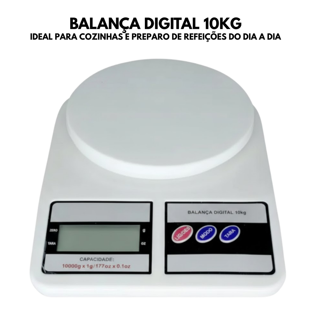Balança de Cozinha Digital 10kg Alta Precisão Premium