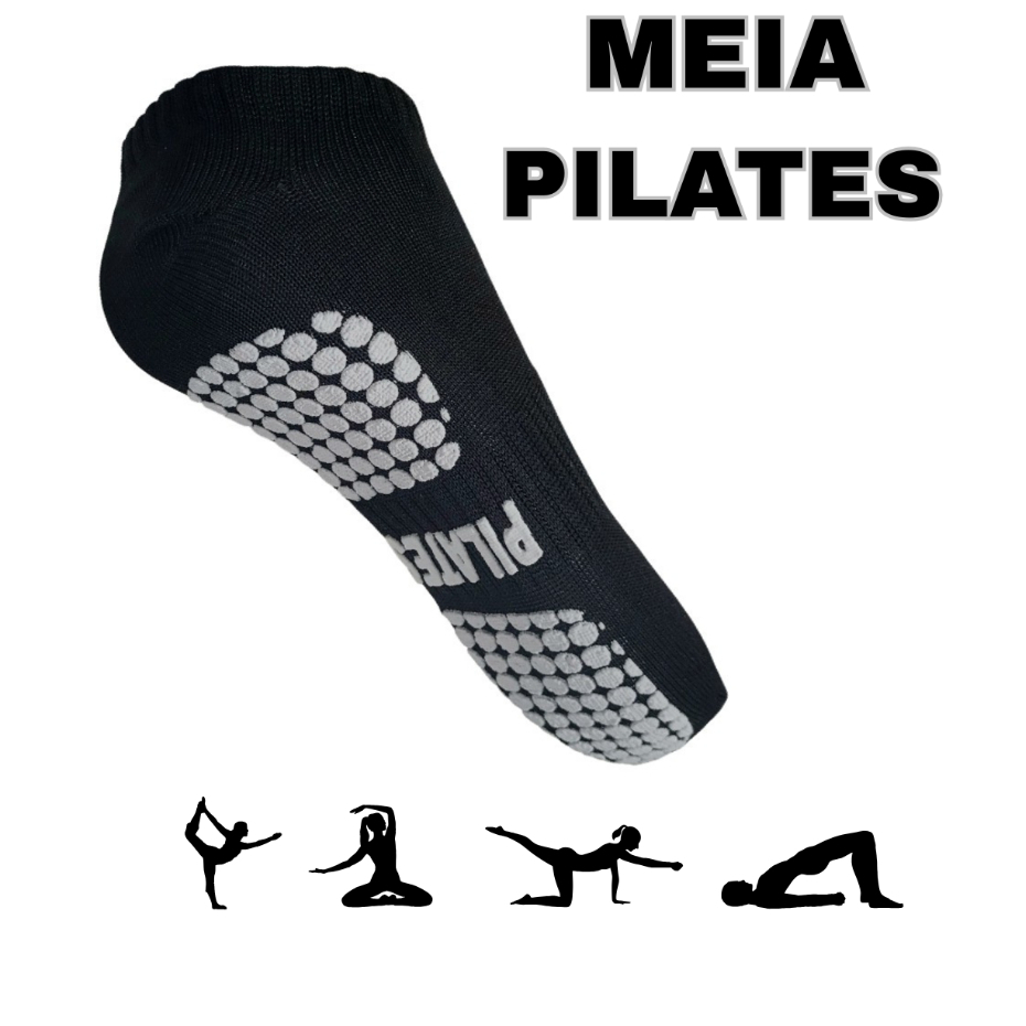 Kit 3 Pares de Meia Pilates Hidroginástica Yoga Unissex Tamanho 33 a 36 em Oferta na Shopee