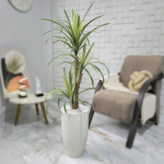 Yucca Artificial Planta Realista 3 Galhos Vaso Cone Marmore Pedra em Oferta na Shopee
