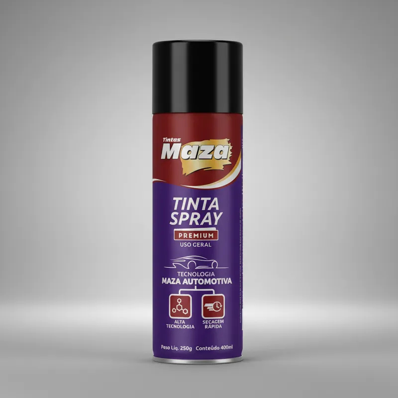 Tinta Spray Preto Brilhante Maza Automotivo Secagem Rápida Premium
