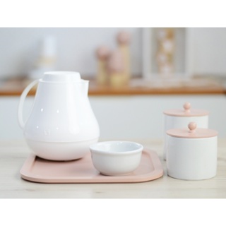 Kit Higiene Porcelana Bebê Cuidados Maternidade Bancada K195 Rosê Pote Algodão Cotonete em Oferta na Shopee