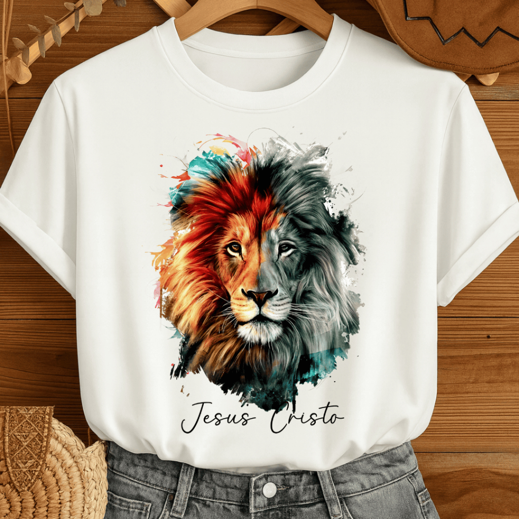 Blusa Tshirt Feminina Gospel Estampada Moda Evangelica Leão de Júda