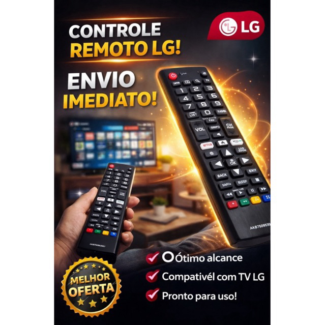 Controle Genérico Para TV LG + Pilhas Compatível Com Smart 4K LED LCD 24 32 40 43 50 55 65 Polegadas envio Imediato