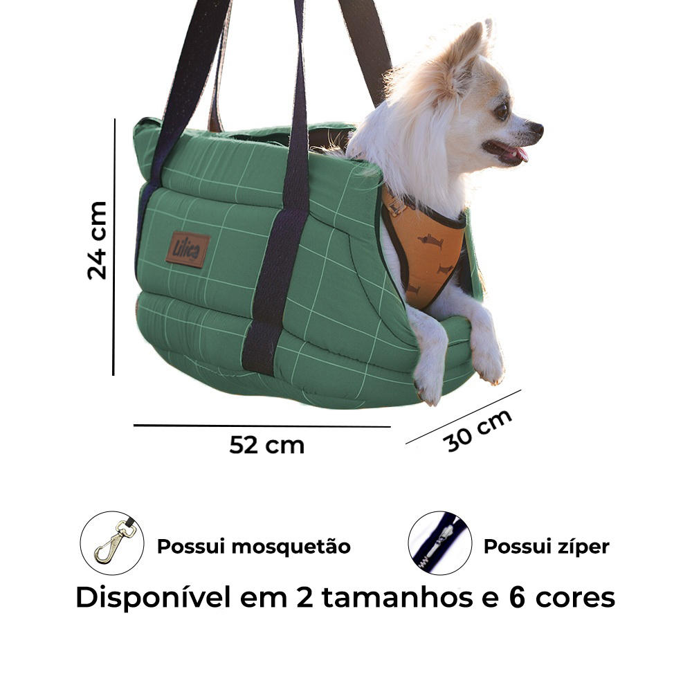 Bolsa pet transporte aberta mosquetão interno bosa de passeio cachorro e gato square