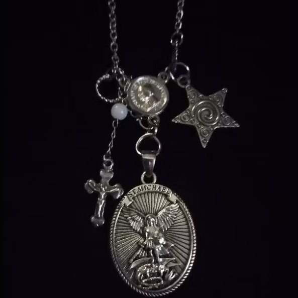 Amuleto da Sorte Papa João Paulo II Pont.Max Medalhão St. Michael em Espirais