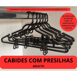 KIT CABIDES COM PRESILHAS RESISTENTES-ADULTO- conhecido como cabide saia em Oferta na Shopee