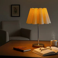 Luminária de Mesa Redondo com Interruptor e Cúpula Pétala Bege de Casa canto de Sala quarto cabeceira de cama Escritorio