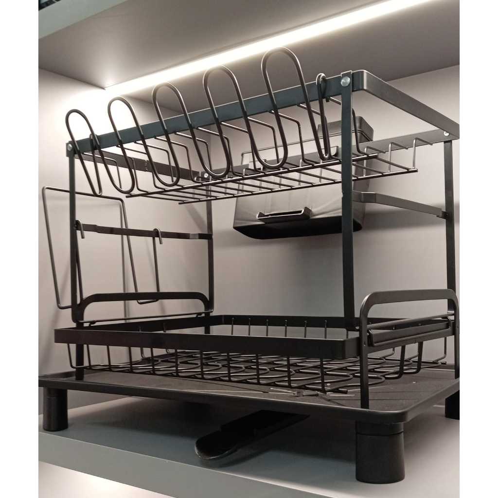 Escorredor de Pia 2 andares com Porta copos Porta talheres mais Espaço estilo mais Funcionalidade em Oferta na Shopee