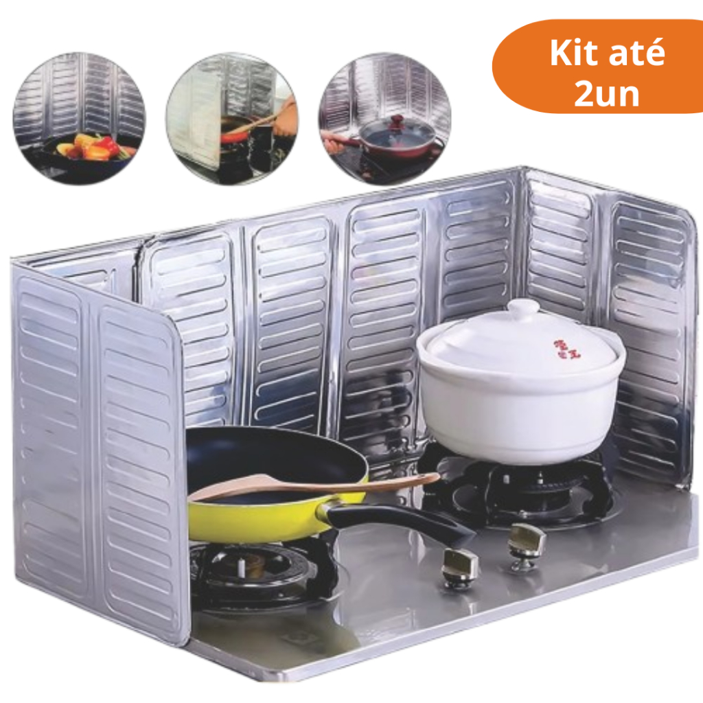 Kit até 2 Protetores Antirespingo para Fogão a Gás Placa em Alumínio 84x32cm Sem Gordura