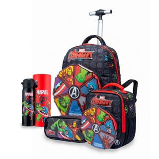Kit Mochila Lancheira Estojo Garrafa Escolar Marvel Avengers em Oferta na Shopee