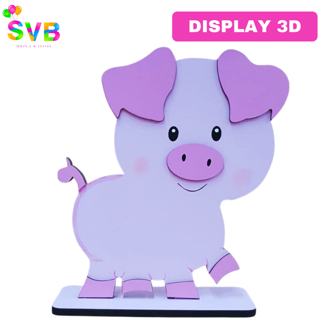 Porco Decoração Fazendinha Display 3D Tema Festa Infantil  Enfeite Mesa Centro De Mesa SVB MÓVEIS E FESTAS