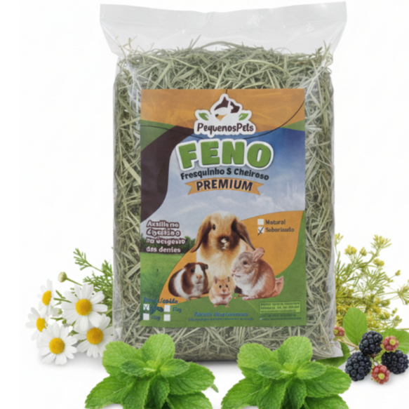 500g de Feno Saborizado para porquinho da índia, Coelho e Roedores em Geral