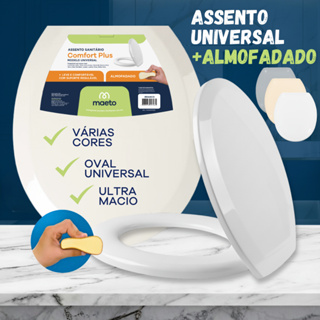 Assento Sanitário Tampa de Vaso Oval PLUS Confortável Universal Macio Fofinho Branco Bege Cinza em Oferta na Shopee
