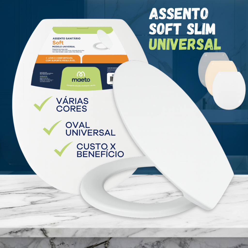 Assento Sanitário Tampa de Vaso Oval Universal Tábua Preto Branco Cinza Bege Caramelo Soft em Oferta na Shopee
