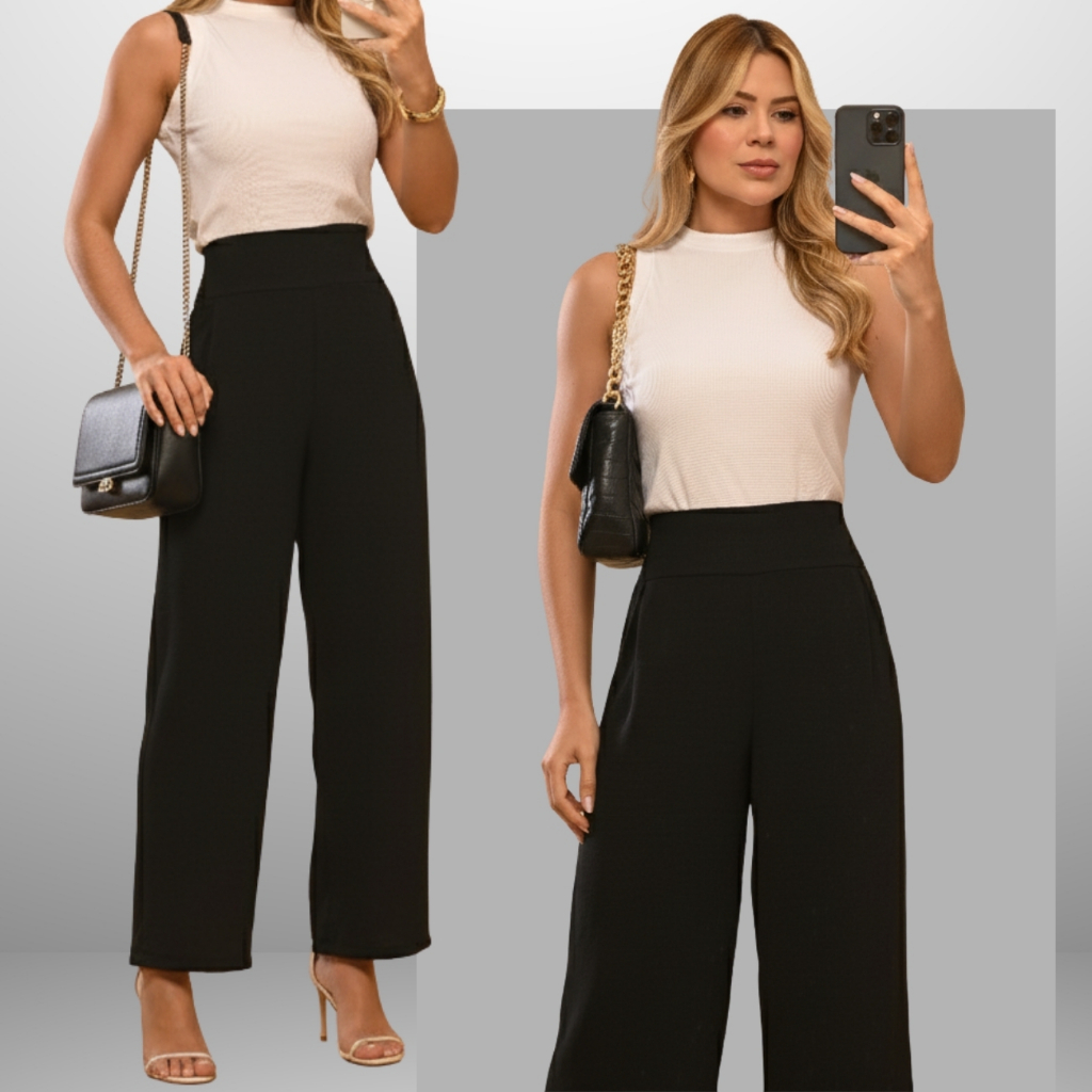 Calça Duna Pantalona Cintura Alta Soltinha Casual Alta Elasticidade P ao GG Calca Natal Social em Oferta na Shopee