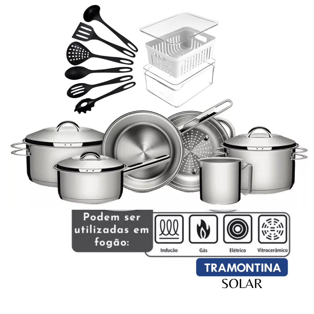 Jogo de panelas Solar 6 pçs Pote Organizador Geladeira Cesto Kit Utensílios Cozinha Nylon Preto