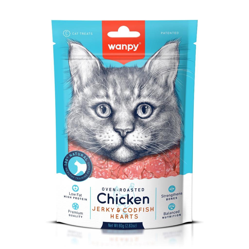 Truly Wanpy Petisco para Gatos Mini Corações de Frango e Peixe 80g em Oferta na Shopee