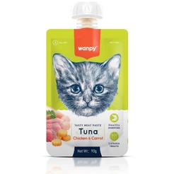 Truly Wanpy Petisco Creamy para Gatos Sabor Atum, Frango e Cenoura 90g