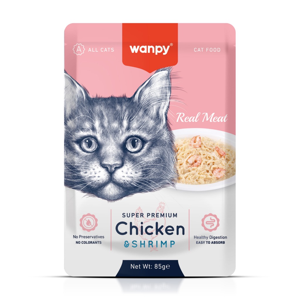 Truly Wanpy Petisco Sachê para Gatos Sabor Frango e Camarão 85g em Oferta na Shopee
