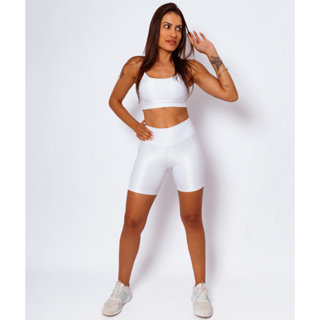 Conjunto Top + Bermuda Cintura Alta Alcinha Micro Canelado Poliamida Premium Abertura Bojo em Oferta na Shopee