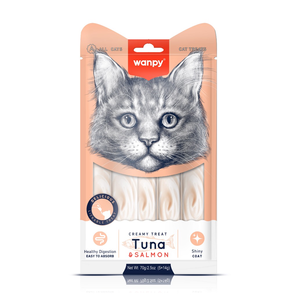 Truly Wanpy Petisco Creamy para Gatos Sabor Atum e Salmão 70g