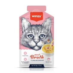 Truly Wanpy Petisco Sopa para Gatos Sabor Atum e Camarão 50g