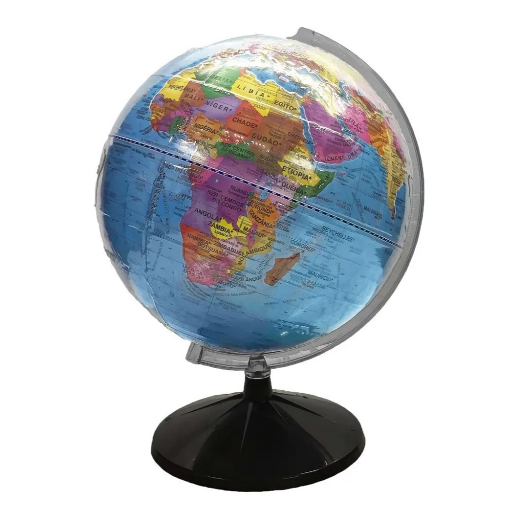 Globo Terrestre Político Tátil Braile Alto Relevo 30cm Preto/Azul