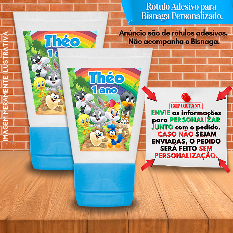 Adesivos Personalizadas para Bisnaga 30ml Baby Looney Tunes 2002