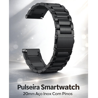 Pulseira Smartwatch 20mm Aço Inox Relógio Digital Analógico Inteligente Com Pinos em Oferta na Shopee