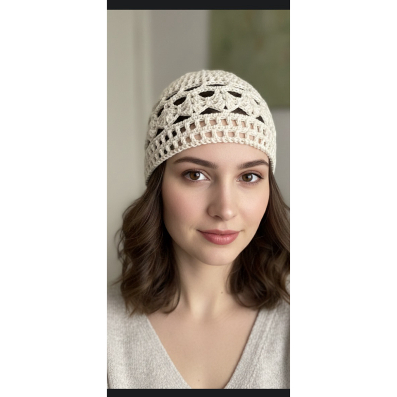 Touca Headpiece de Crochê Artesanal em Oferta na Shopee