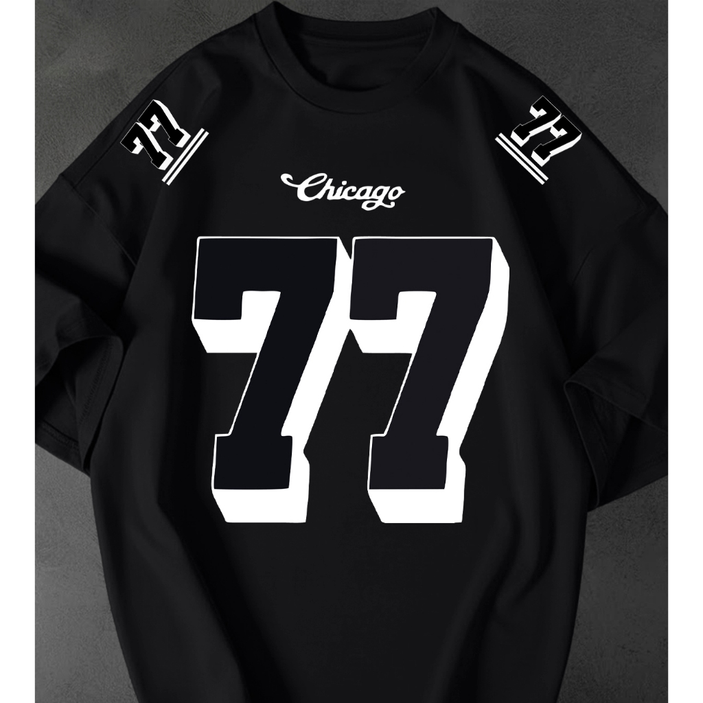 Camisetão seta Feminina Chicago 77 Estampada Streetwear Oversized Estilosa Algodão Camiseta Tshirt