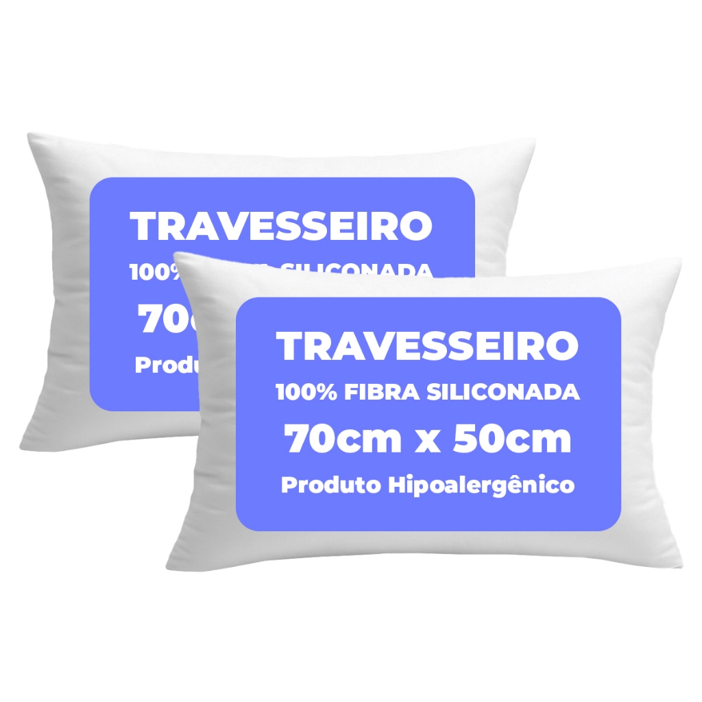 Kit 2 Travesseiro Pluma de Ganso Confortável Antiacaro Descanso Macio Bom Sono Lavável 70x50cm