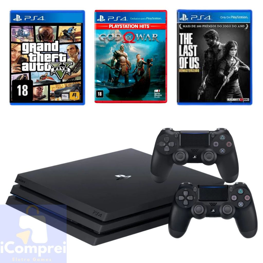 Playstation 4 Pro Ps4 Semi Novo 1TB + 1 Controles Original + GTA V