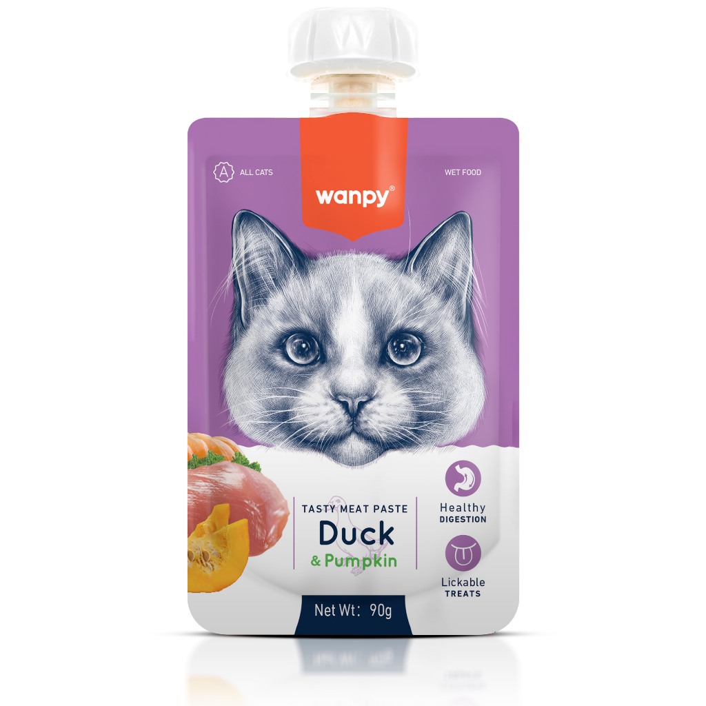Truly Wanpy Petisco Creamy para Gatos Sabor Pato e Abóbora 90g
