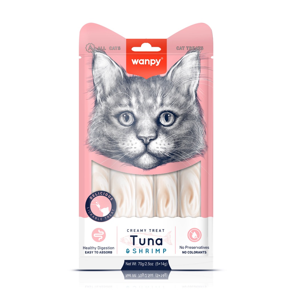 Truly Wanpy Petisco Creamy para Gatos Sabor Atum e Camarão 70g em Oferta na Shopee